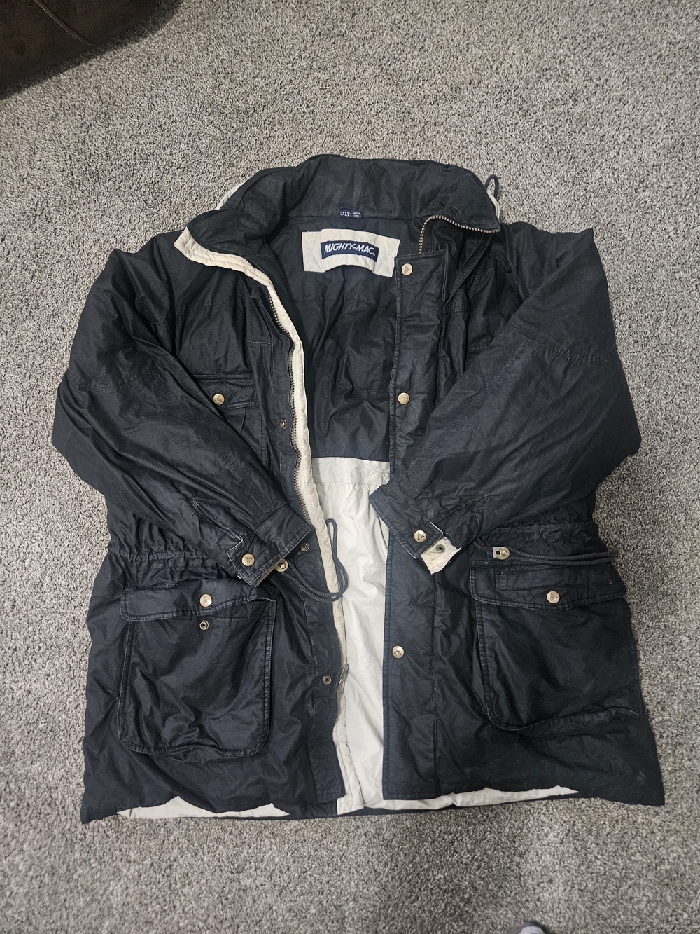 Mighty-Mac Norsac Down Jacket Men’s 3XLT Vintage Navy Hooded Parka Heavy Coat